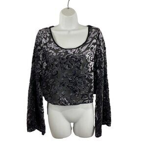 Staring at Stars Cropped Top Womens Size S Sheer Fairy Grunge Velvet